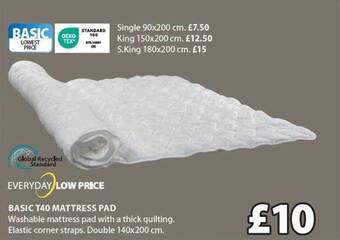 JYSK Basic t40 mattress pad offer