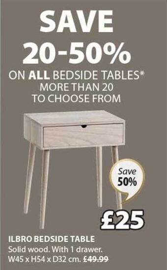 JYSK Ilbro bedside table offer