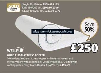 JYSK Wellpur gold t110 mattress topper offer