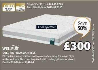 JYSK Wellpur gold f85 foam mattress offer