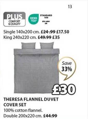 JYSK Theresa flannel duvet cover set offer