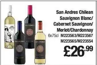 Makro San andres chilean sauvignon blanc cabernet sauvignon merlot chardonnay offer