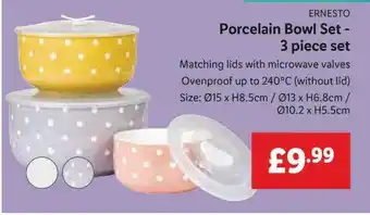 Lidl Ernesto porcelain bowl set - 3 piece set offer