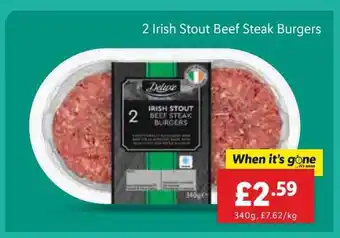 Lidl Deluxe 2 irish stout beef steak burgers offer