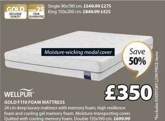 JYSK Wellpur gold f110 foam mattress offer