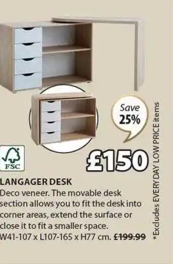 JYSK Langager desk offer