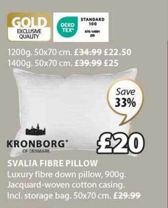 JYSK Kronborg svalia fibre pillow offer