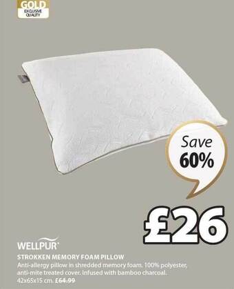JYSK Wellpur strokken memory foam pillow offer