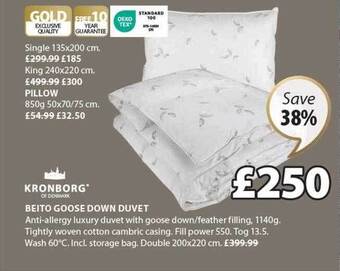 JYSK Kronborg beito goose down duvet offer