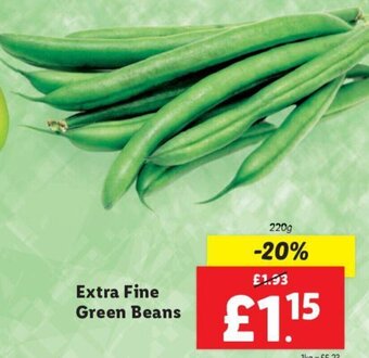 Lidl Extra Fine Green Beans 220g offer