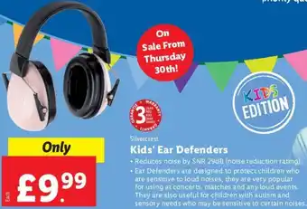 Lidl Silvercrest Kids' Ear Defenders offer