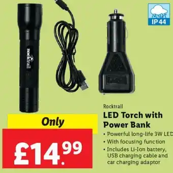 Lidl Rocktrail LED Torch with Power Bank offer