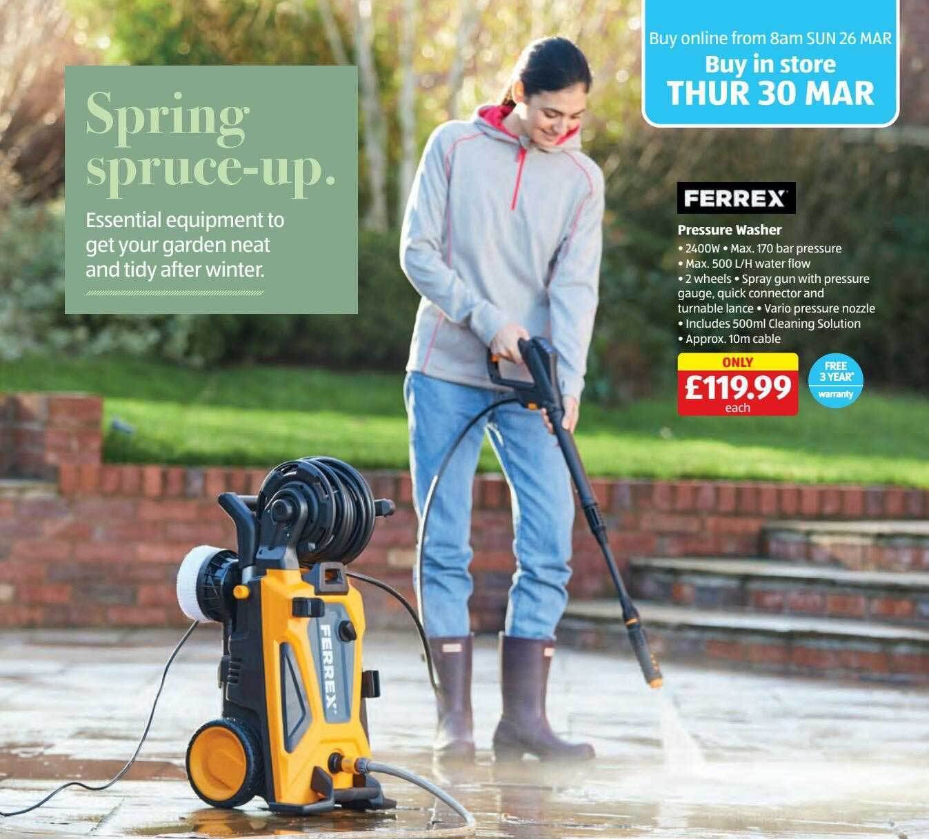 Ferrex pressure washer offer at Aldi