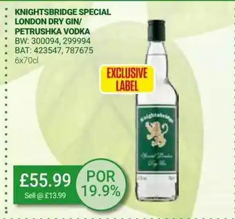 Bestway Knightbridge special london dry gin-petrushka vodka offer