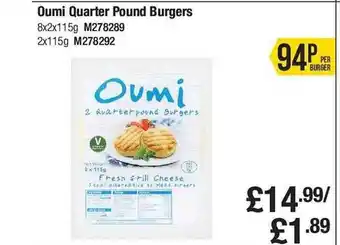 Makro Oumi quarter pound burgers offer