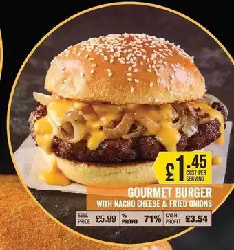 Makro Gourmet burger with nacho cheese & fried onions offer