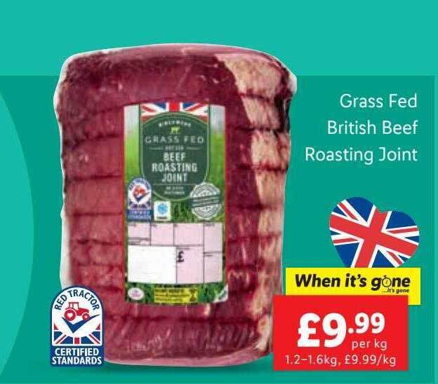 Grass fed british beef roasting joint offer at Lidl
