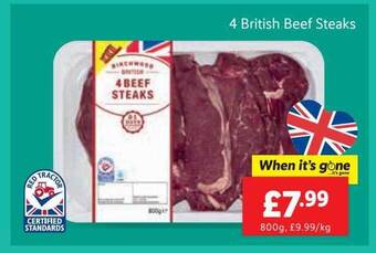 Lidl 4 british beef steaks offer