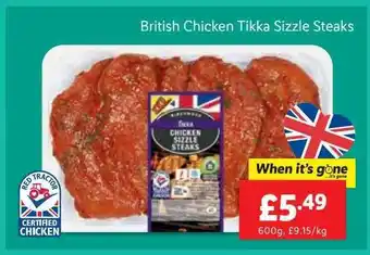 Lidl British chicken tikka sizzle steaks offer