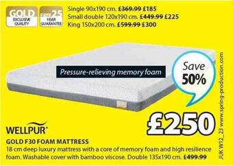 JYSK Wellpur gold f30 foam mattress offer