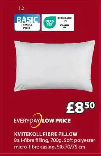 JYSK Kvitekoll fibre pillow offer