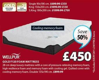 JYSK Wellpur gold f120 foam mattress offer