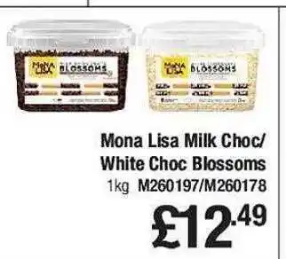 Makro Mona lisa milk choc-white choc blossoms offer