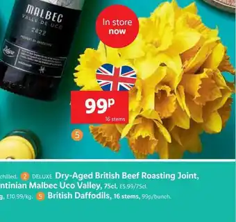 Lidl Deluxe dry-aged british beef roasting joint, british daffodils offer