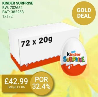 Bestway Kinder Surprise 1xT72 offer
