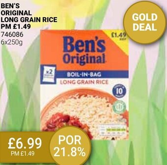 Bestway Ben's Original Long Grain Rice 6x250g offer