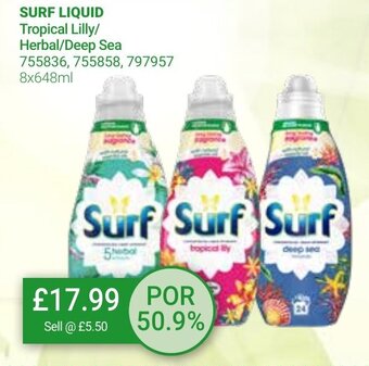 Bestway Surf Liquid Tropical Lilly/ Herbal/ Deep Sea 8x648ml offer