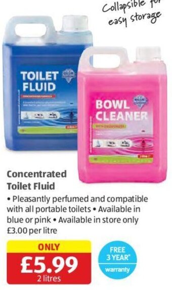 Aldi Concentrated Toilet Fluid offer