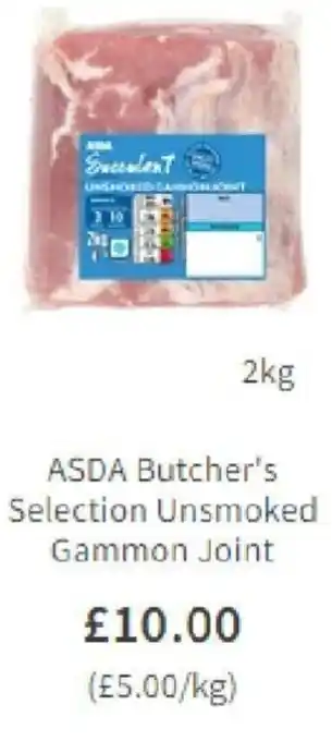 Asda ASDA Butcher's Selection Unsmoked Gammon Joint 2kg offer