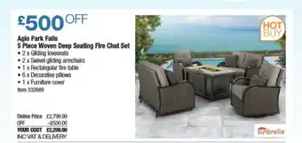 Costco Agio Park Falls 5 Piece Woven Deep Seating Fire Chat Set offer