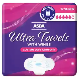 Asda Asda 12 super ultra towels with wings offer