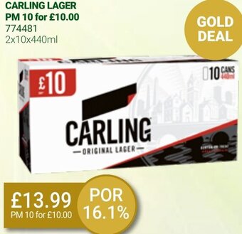 Bestway Carling Lager 2x10x440ml` offer