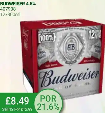 Bestway Budweiser 4.5% 12x300ml offer