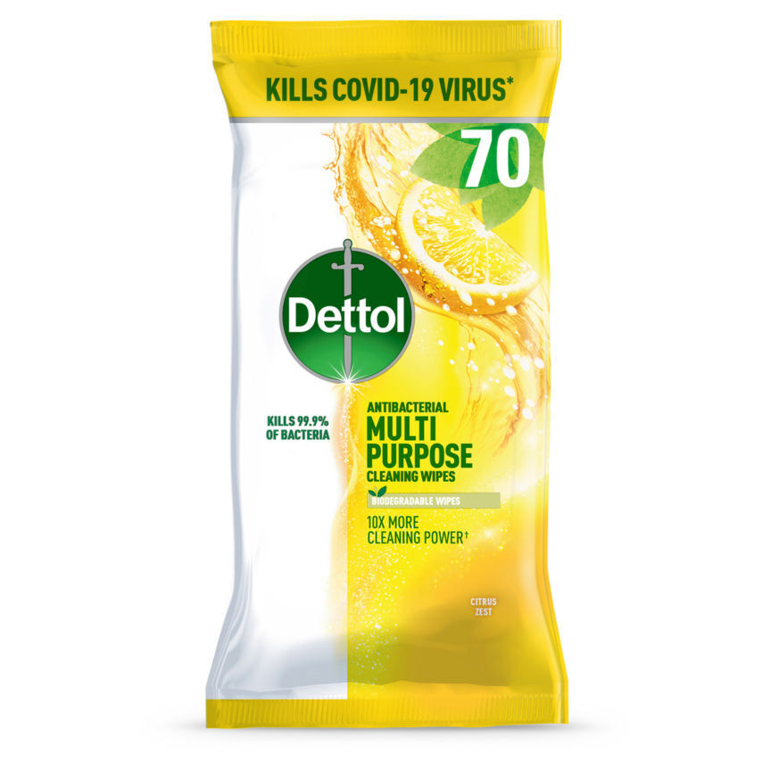 Dettol antibacterial biodegradable citrus multi surface cleaning wipes