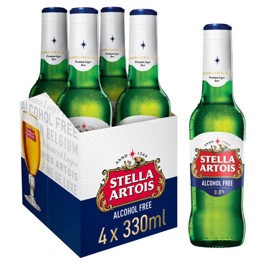 Stella artois alcohol free lager bottles offer at Asda