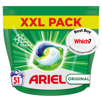 Asda Ariel all-in-1 pods®, washing liquid capsules original 51 washes offer