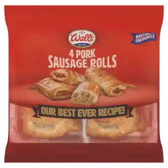 Asda Wall's 4 hearty pork sausage rolls  offer