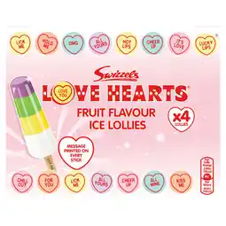 Asda Swizzels love hearts fruit flavour ice lollies 4 x 65ml offer