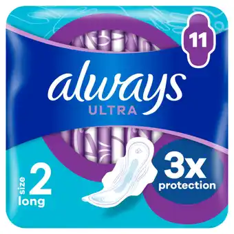 Asda Always ultra sanitary towels long (size 2) with wings offer