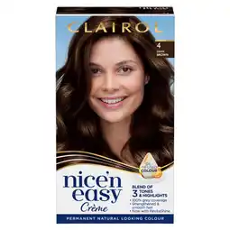 Asda Clairol nice'n easy permanent hair dye 4 dark brown offer
