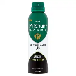 Asda Mitchum invisible men 48hr protection pure energy anti-perspirant & deodorant offer