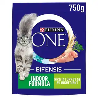 Morrisons Purina one indoor cat adult dry cat food rich in turkey 750g offer