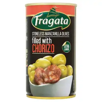 Morrisons Fragata stoneless manzanilla olives filled with chorizo (350g) offer