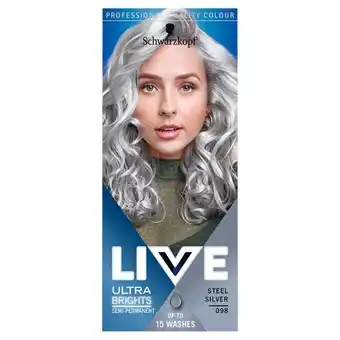Morrisons Schwarzkopf live ultra brights semi-permanent silver hair dye steel silver offer