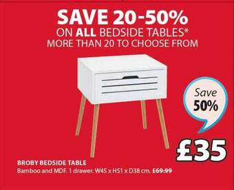 JYSK Broby bedside table offer
