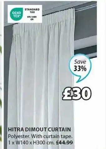JYSK Hitra dimout curtain offer